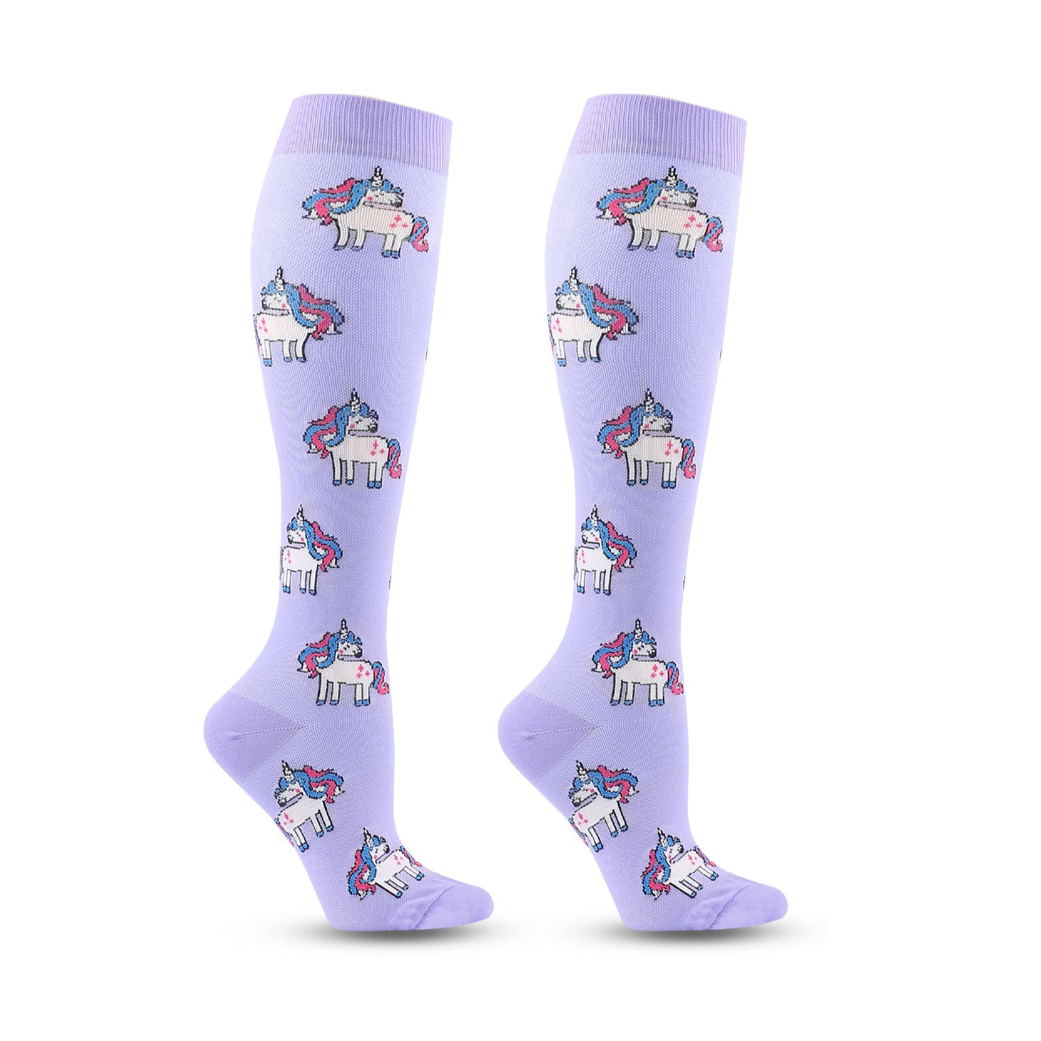 Knee High Compression Flight Socks – Animal Cartoon Pattern for Travel, Hiking & Outdoor Activities