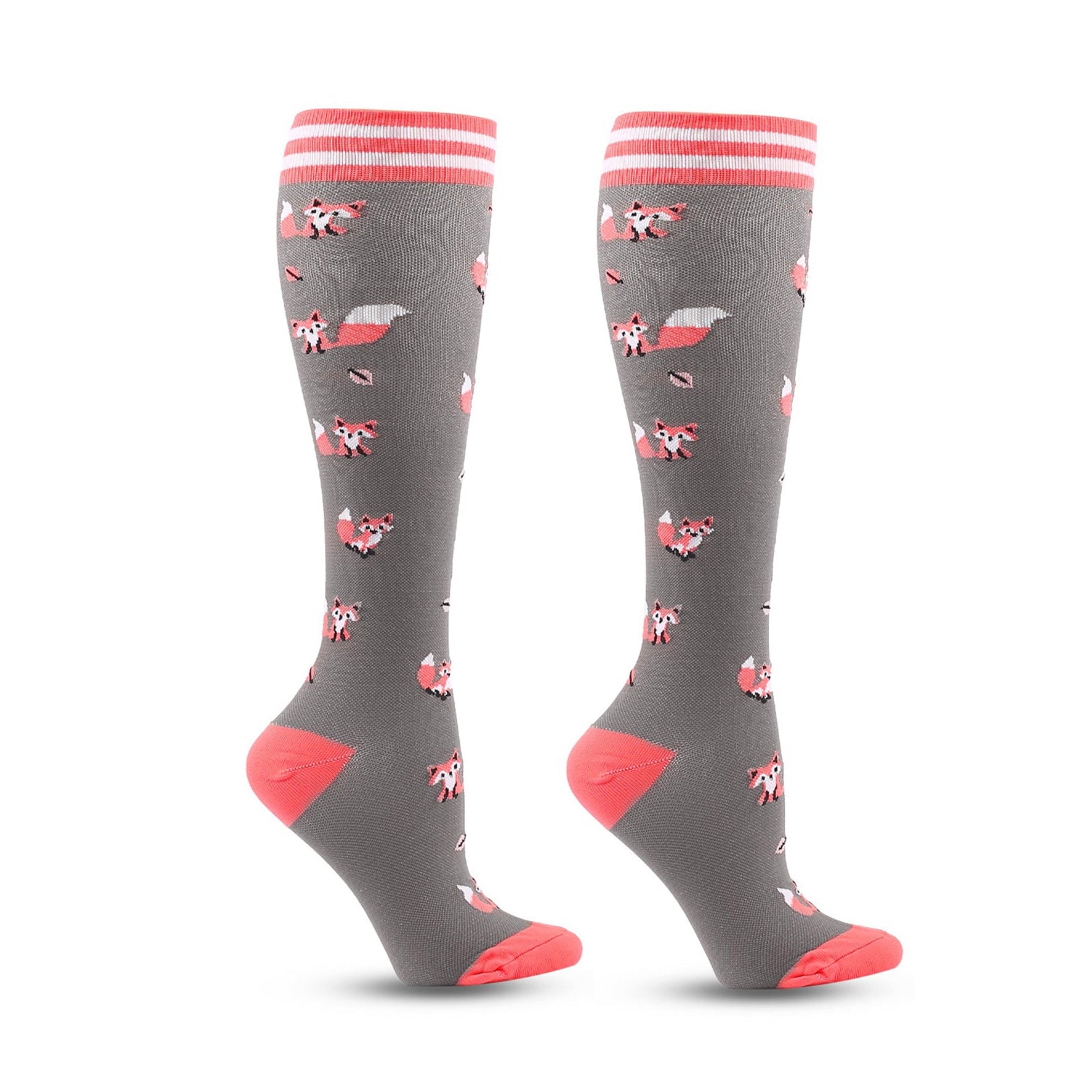 Knee High Compression Flight Socks – Animal Cartoon Pattern for Travel, Hiking & Outdoor Activities