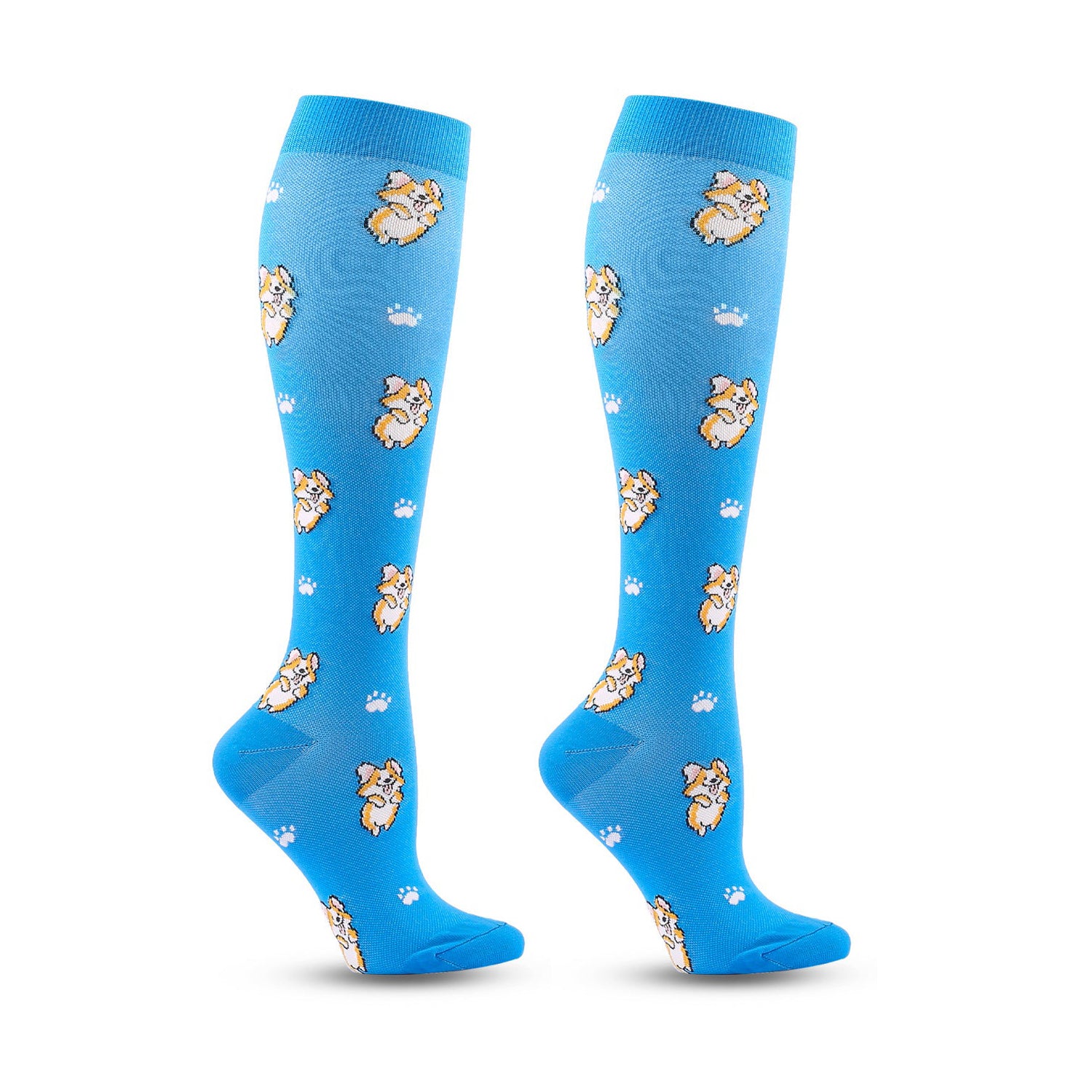 Knee High Compression Flight Socks – Animal Cartoon Pattern for Travel, Hiking & Outdoor Activities