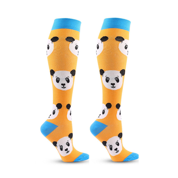 Knee High Compression Flight Socks – Animal Cartoon Pattern for Travel, Hiking & Outdoor Activities