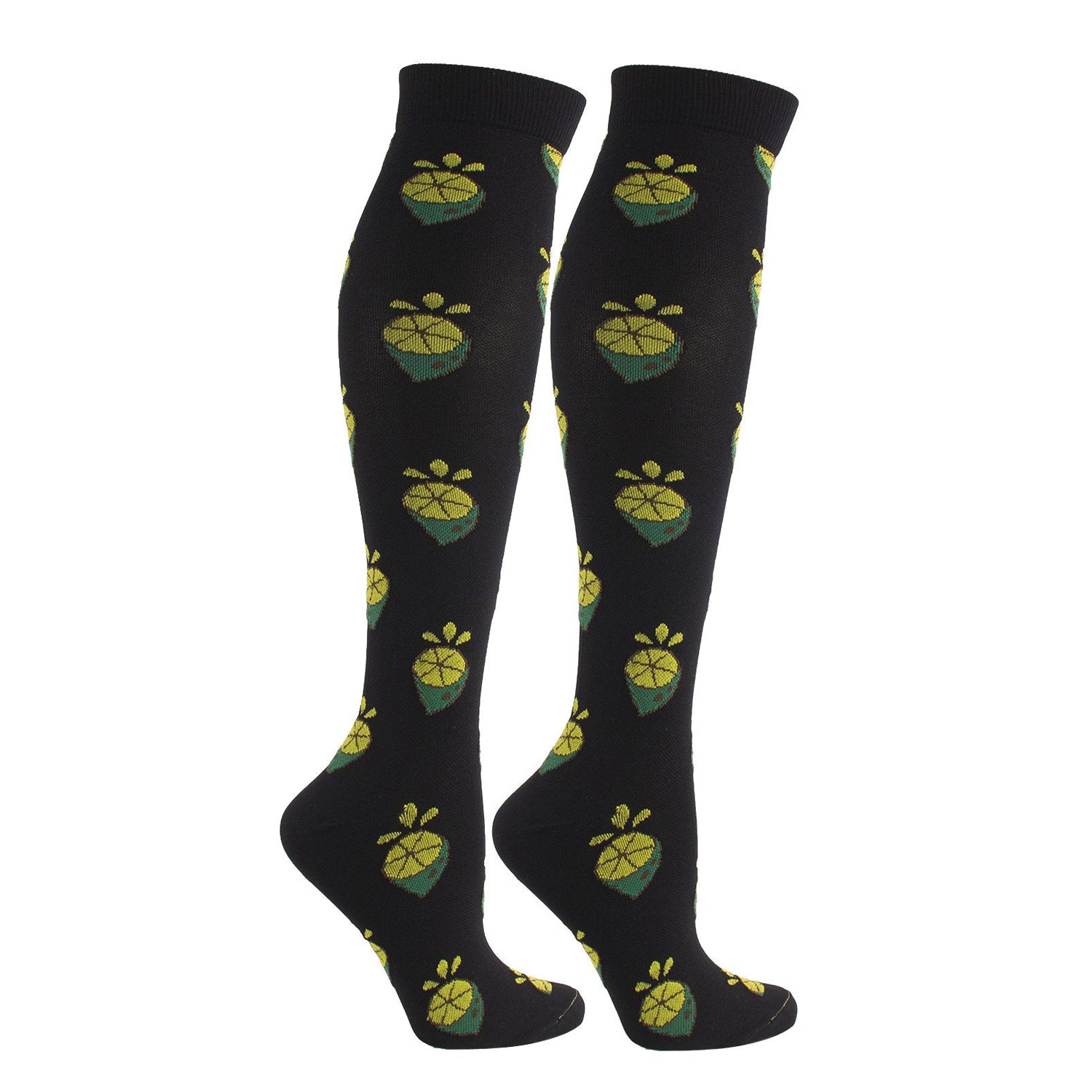 6 Pairs Knee High Compression Socks – Fruit Pattern Sports Stockings for Flight Travel, Running & Athletics