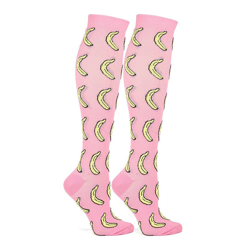 6 Pairs Knee High Compression Socks – Fruit Pattern Sports Stockings for Flight Travel, Running & Athletics