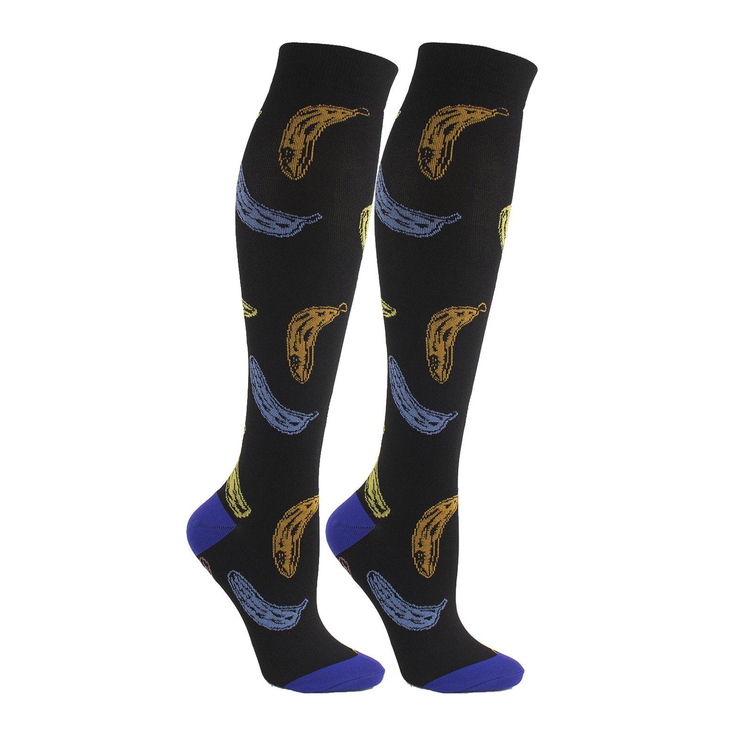 6 Pairs Knee High Compression Socks – Fruit Pattern Sports Stockings for Flight Travel, Running & Athletics