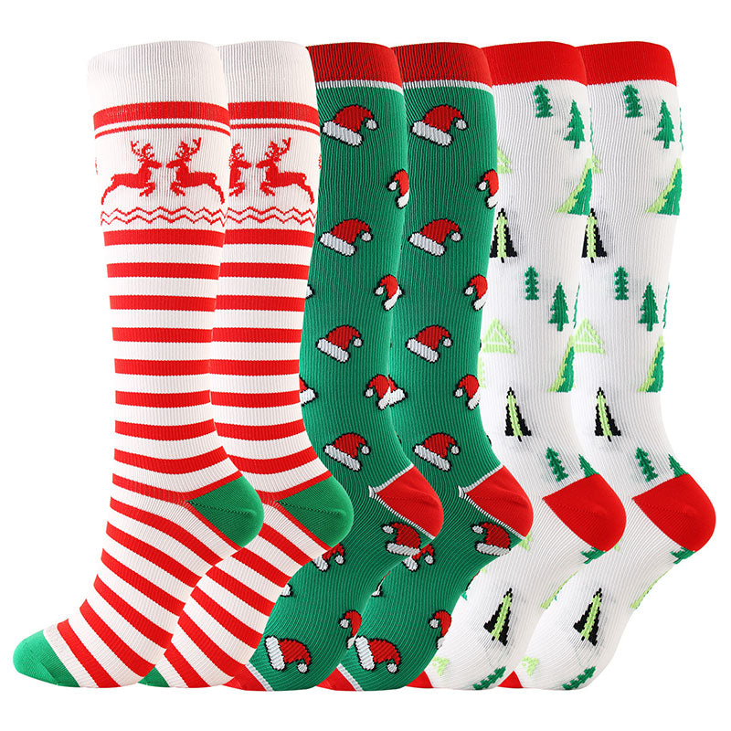 3 Pairs Christmas Compression Socks for Workout Recovery, Everyday Wear and Pregnant