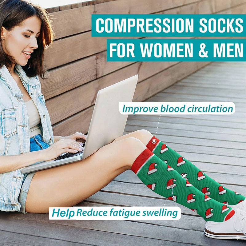 3 Pairs Christmas Compression Socks for Workout Recovery, Everyday Wear and Pregnant