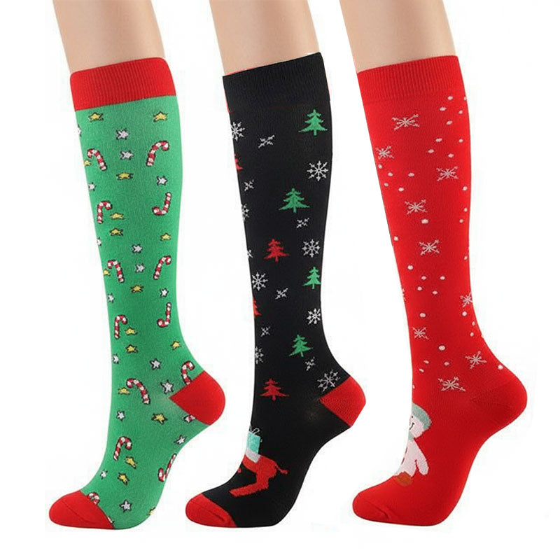 3 Pairs Christmas Compression Socks for Workout Recovery, Everyday Wear and Pregnant