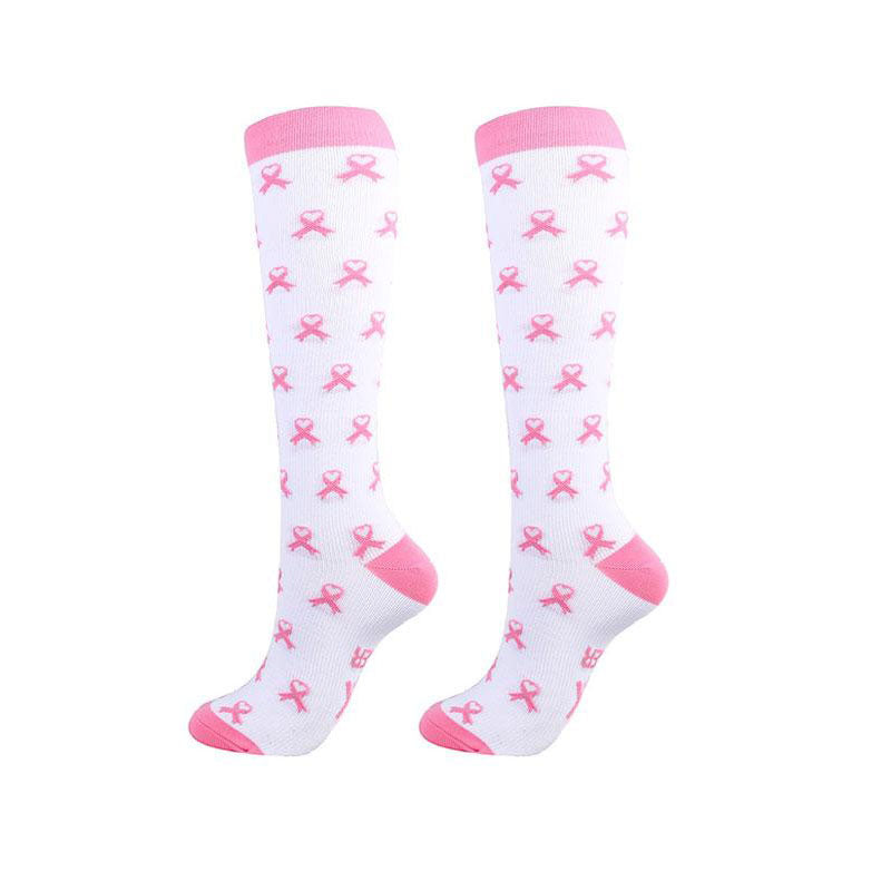 Women Pink Compression Socks Knee-High Graduated Stocking for Travel Flight Outdoor Hiking