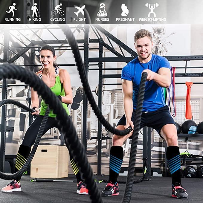 Cycling Compression Socks Knee-High Graduated Support for Sports Athletic Running