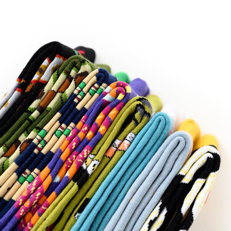 4 Pairs Happy Funny Cotton Crew Socks with Food Fruit Pattern