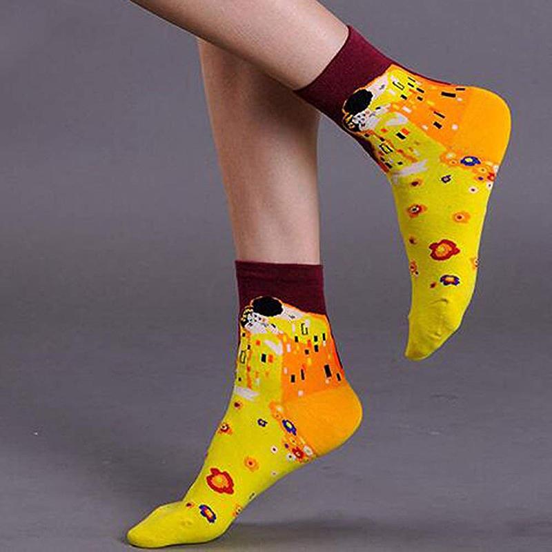 4 Pairs Unisex Famous Painting Masterpiece Artwork Crew Socks