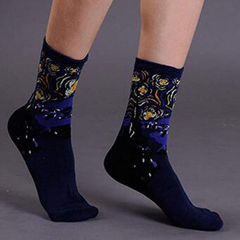 4 Pairs Unisex Famous Painting Masterpiece Artwork Crew Socks