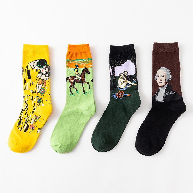 4 Pairs Unisex Famous Painting Masterpiece Artwork Crew Socks