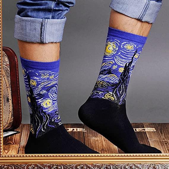 4 Pairs Unisex Famous Painting Masterpiece Artwork Crew Socks
