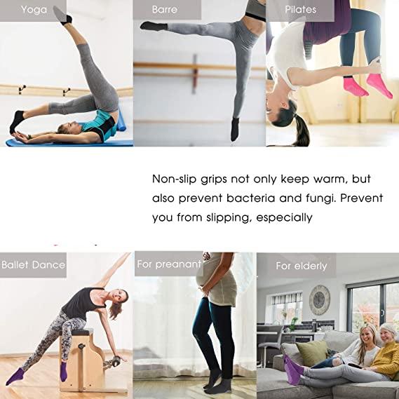 4 Pairs Half Toe Yoga Pilates Socks Toeless Socks with Grips for Women Colorful