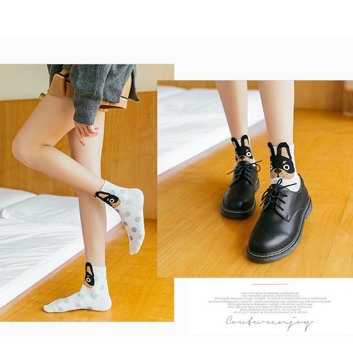 5 Pairs Womens Cute Animal Casual Socks, Girls Fun Cozy Cat Dogs Sock