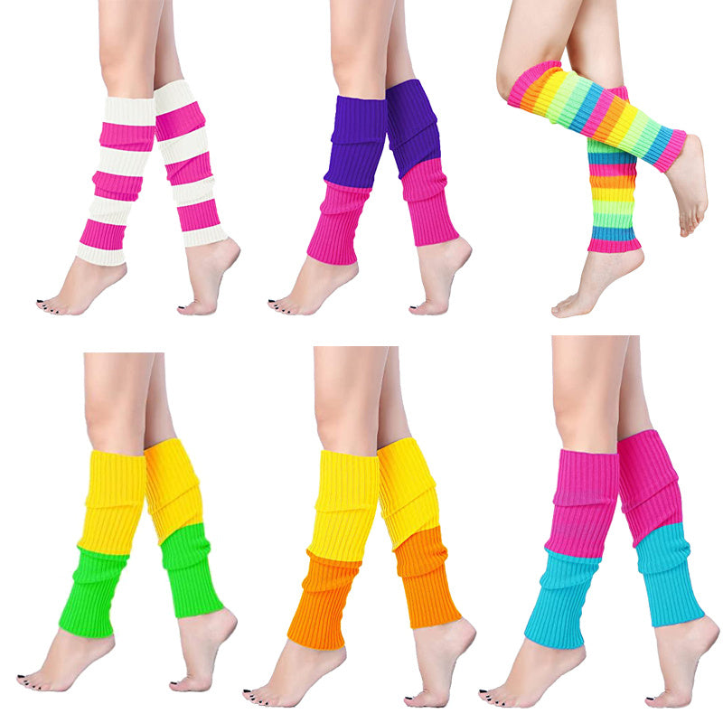 Women Knit Leg Warmers 80s Ribbed Neon Leg Warmers Costume
