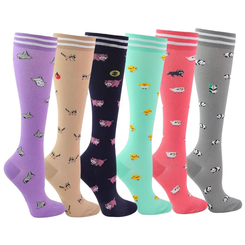 6 Pairs Animals Knee High Compression Socks for Women & Men – Best Sup ...