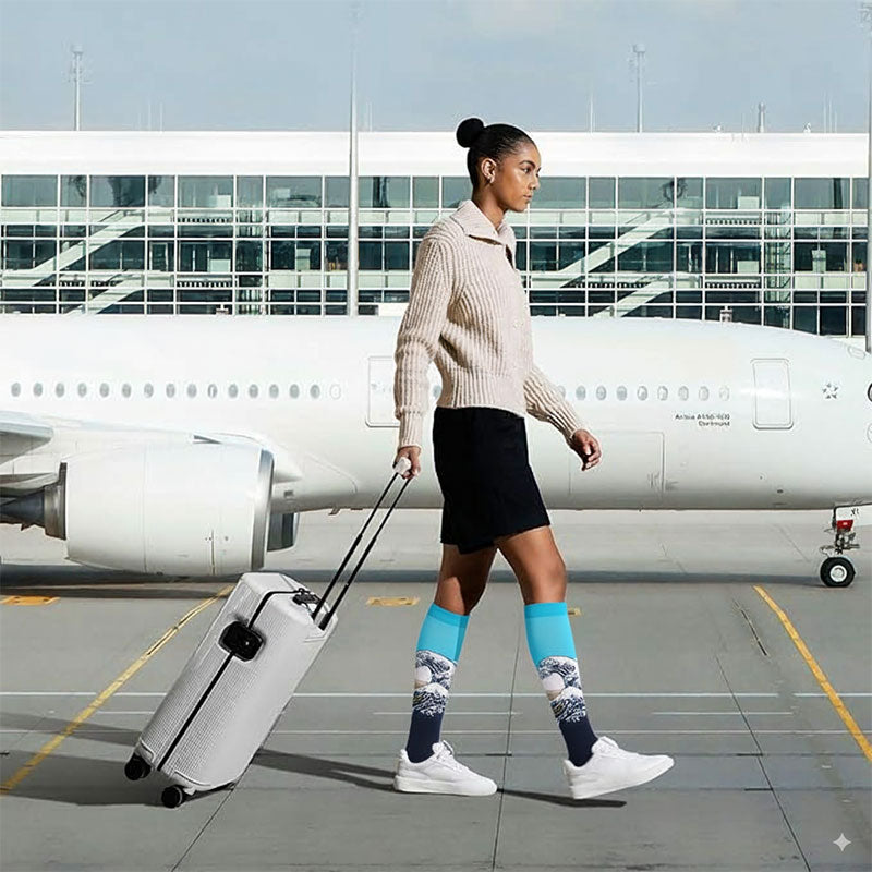 3 Pairs Artwork Painting Compression Socks Graduated Support for Faster Recovery Travel Flight