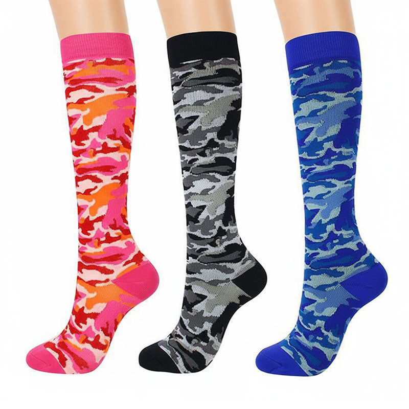 3 Pairs Compression Socks for Women & Men Travel Flight Socks Colorful Knee-High Support Recovery