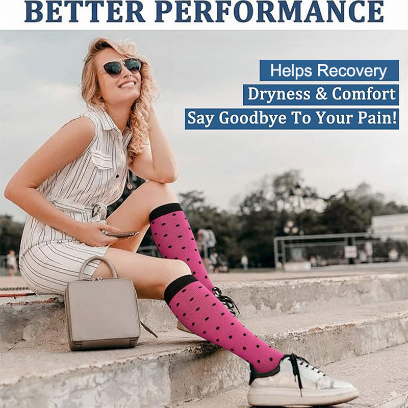 3 Pairs Compression Socks for Women & Men Travel Flight Socks Colorful Knee-High Support Recovery