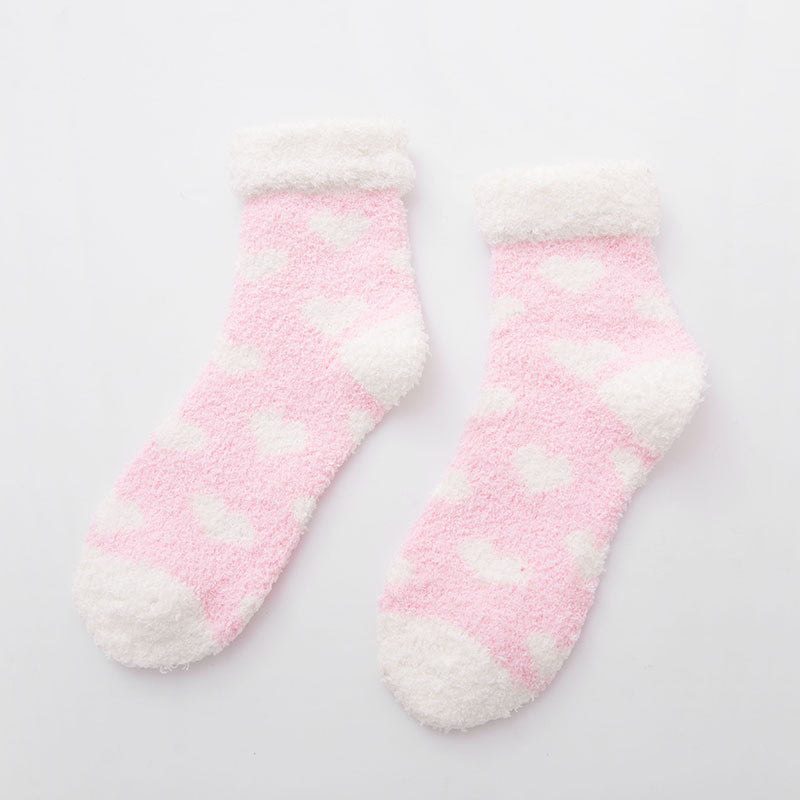 Colorful Warm Fuzzy Crew Cozy Plush Slipper Socks
