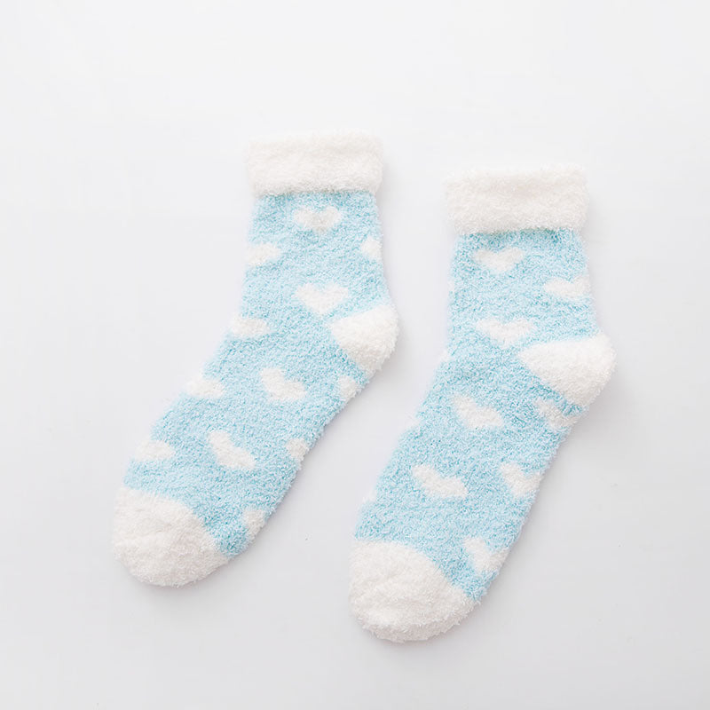 Colorful Warm Fuzzy Crew Cozy Plush Slipper Socks