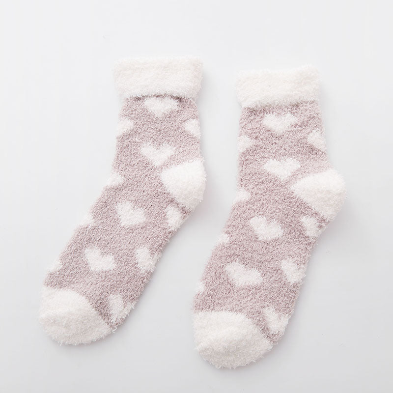 Colorful Warm Fuzzy Crew Cozy Plush Slipper Socks