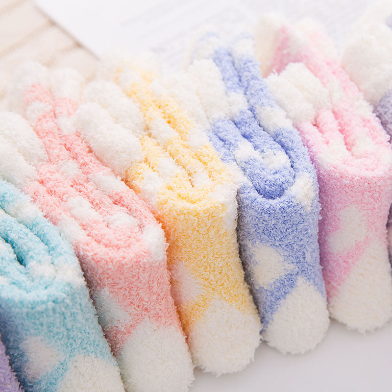 Colorful Warm Fuzzy Crew Cozy Plush Slipper Socks