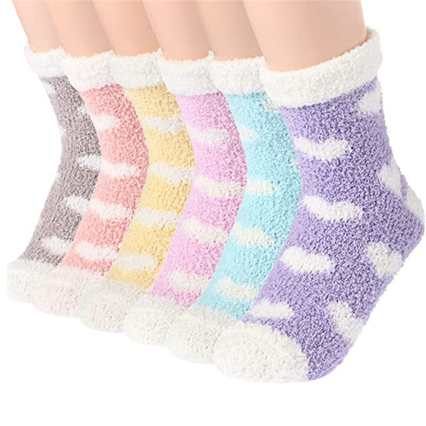 Colorful Warm Fuzzy Crew Cozy Plush Slipper Socks