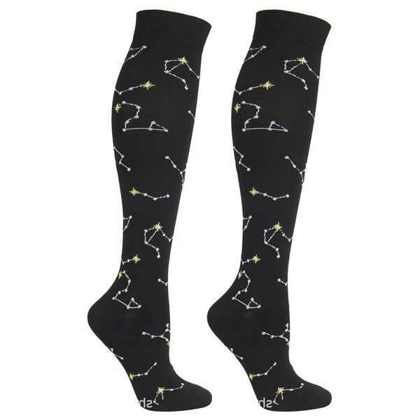 Constellation Pattern Knee-High Compression Socks for Women & Men | Nursing, Travel, Recovery Support