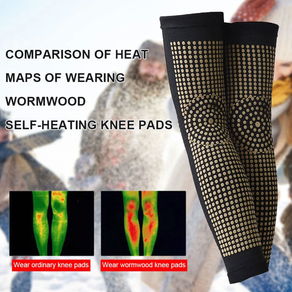 Extended Self-Heating Wormwood Knee Brace Sleeve Tourmaline Knee Support