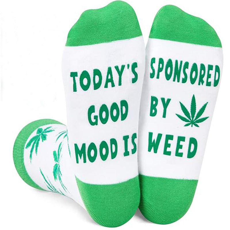 Funny Plant Cactus Sunflower & Pot Leaf Illustrations Socks for Women & Men