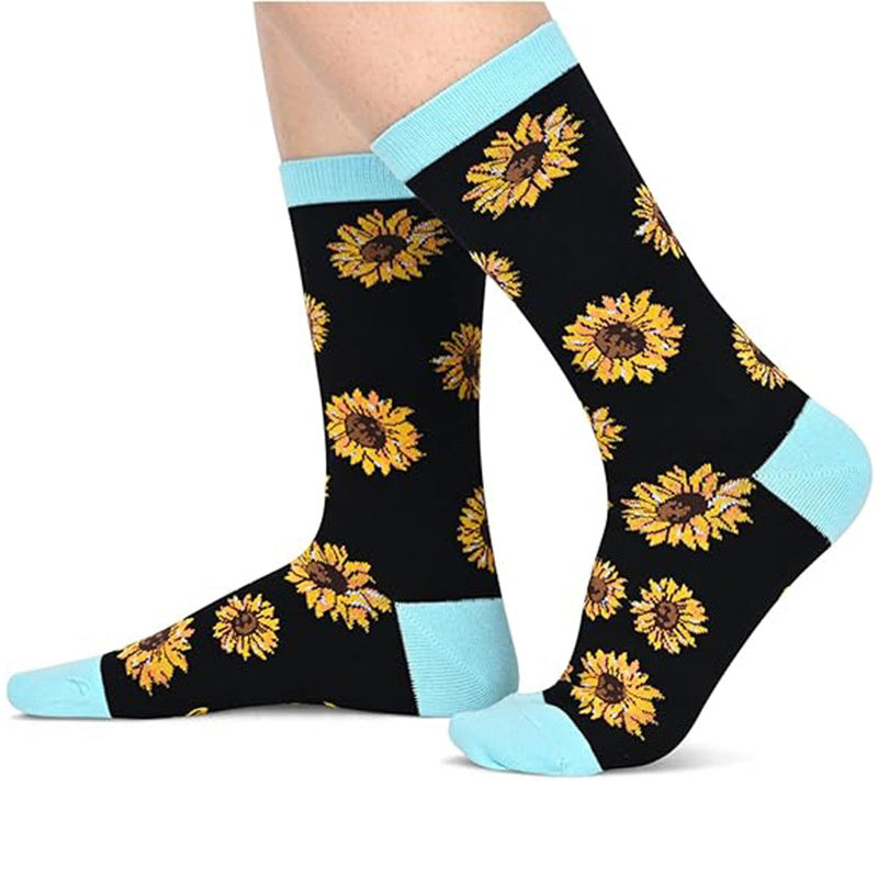 Funny Plant Cactus Sunflower & Pot Leaf Illustrations Socks for Women & Men
