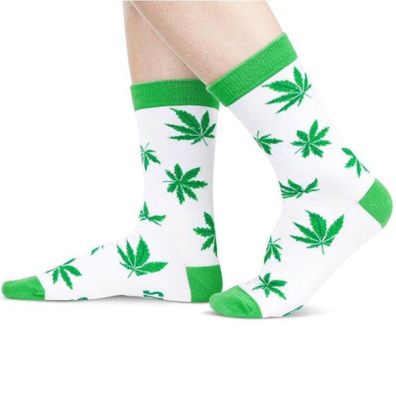Funny Plant Cactus Sunflower & Pot Leaf Illustrations Socks for Women & Men