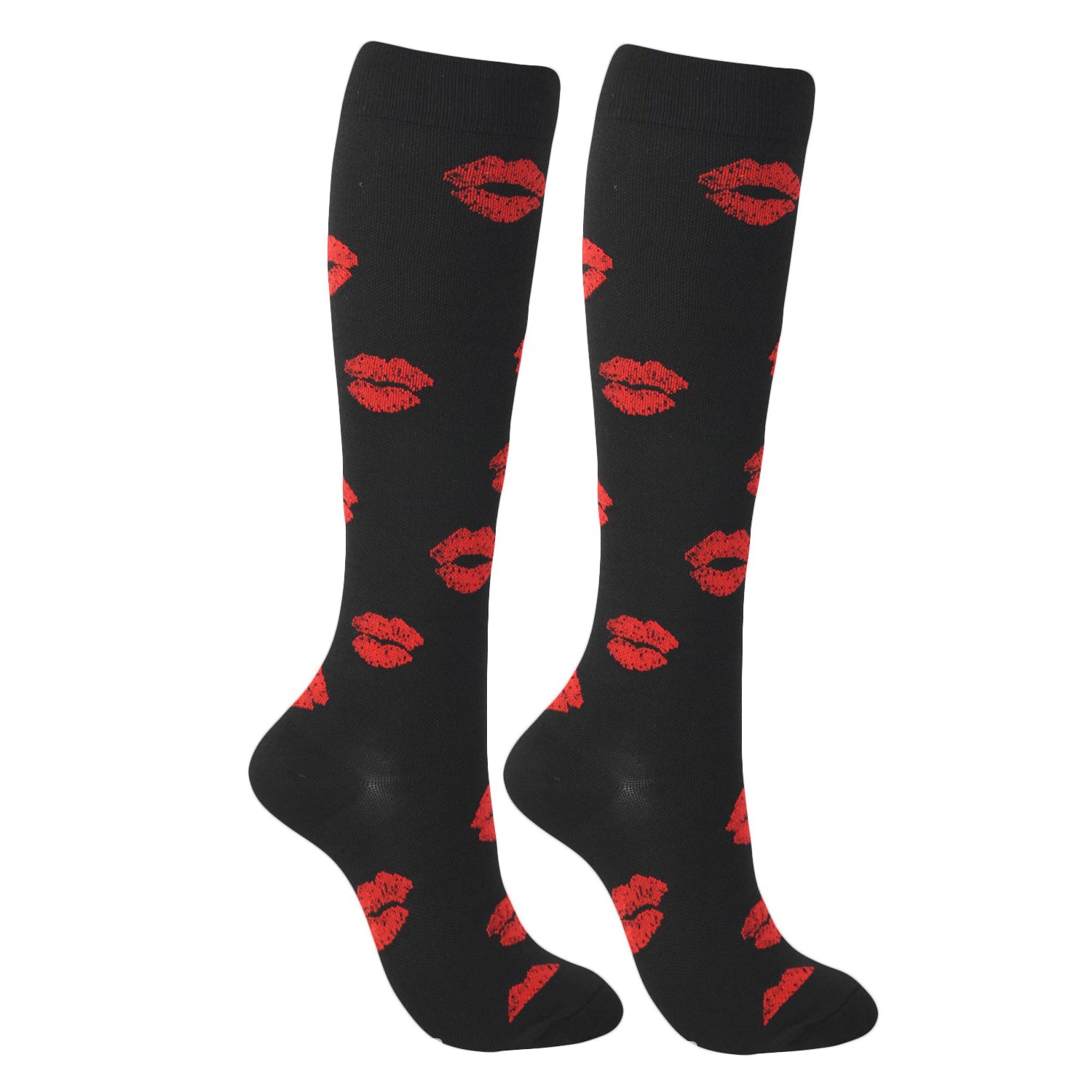 Compression Socks for Nurses & Everyday Wear Lip Print Support Stockings for Men & Women – All-Day Comfort, Circulation & Recovery