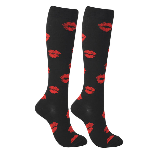 Compression Socks for Nurses & Everyday Wear Lip Print Support Stockings for Men & Women – All-Day Comfort, Circulation & Recovery