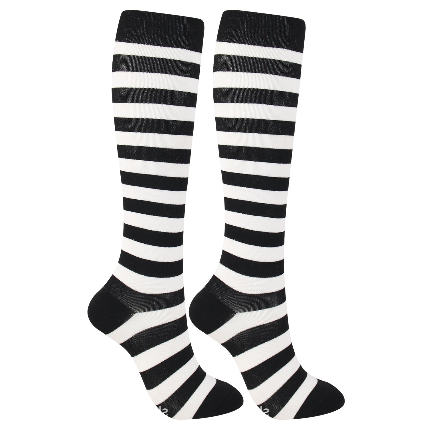 Knee High Compression Socks for Women & Men – Stripe Pattern Sports Nylon Stockings for Hiking, Outdoor & Recovery