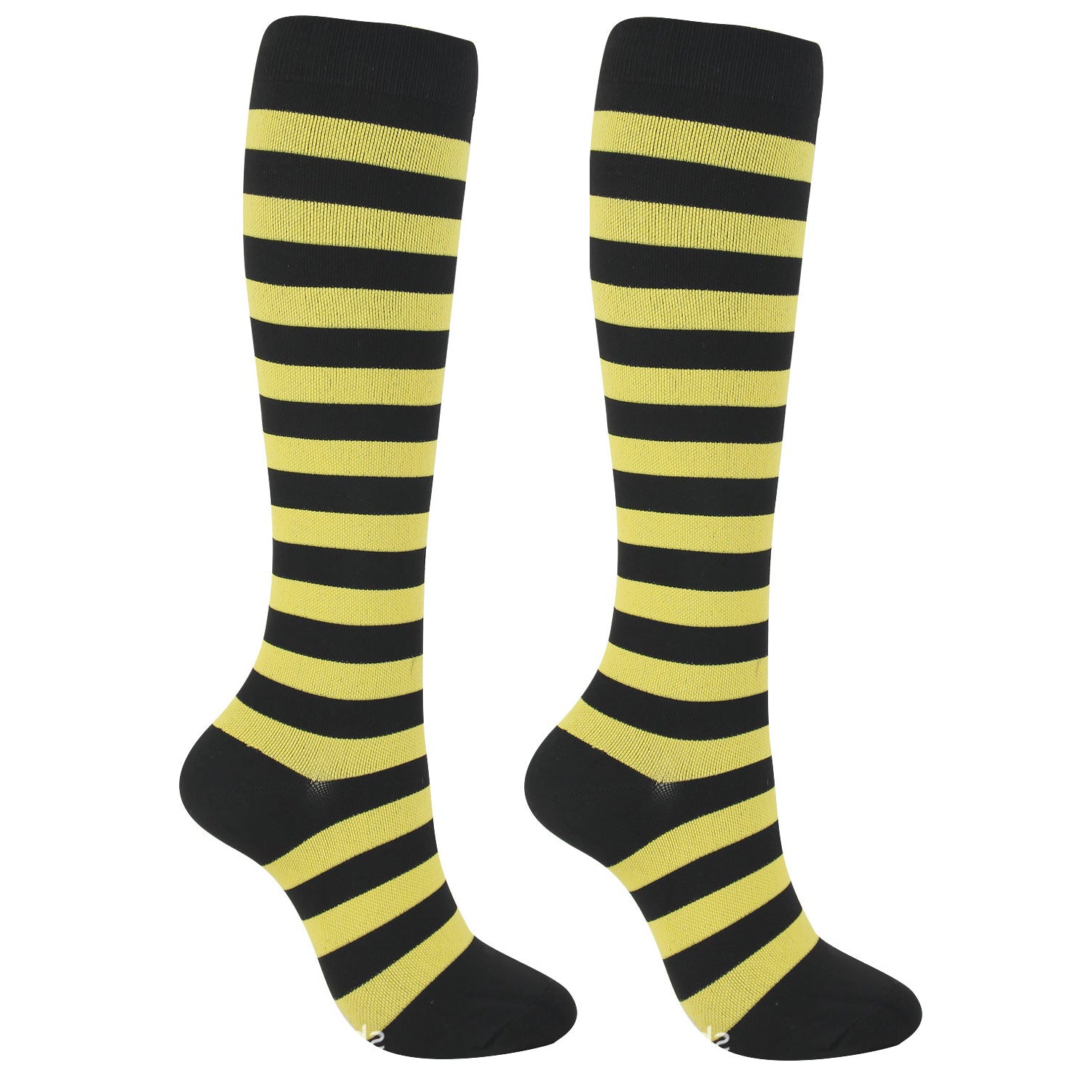 Knee High Compression Socks for Women & Men – Stripe Pattern Sports Nylon Stockings for Hiking, Outdoor & Recovery