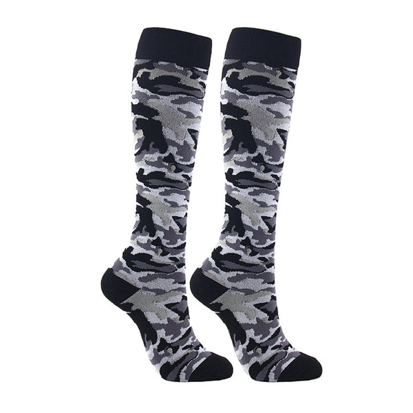 Knee High Compression Socks for Women & Men – Camouflage Sports Nylon Stockings for Running, Cycling & Fitness