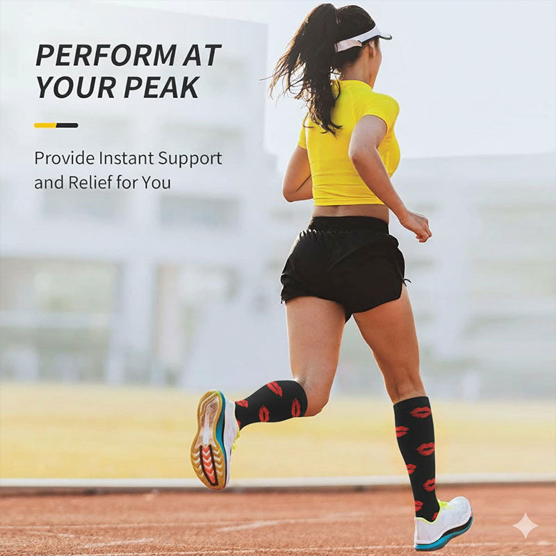 Compression Socks for Nurses & Everyday Wear Lip Print Support Stockings for Men & Women – All-Day Comfort, Circulation & Recovery