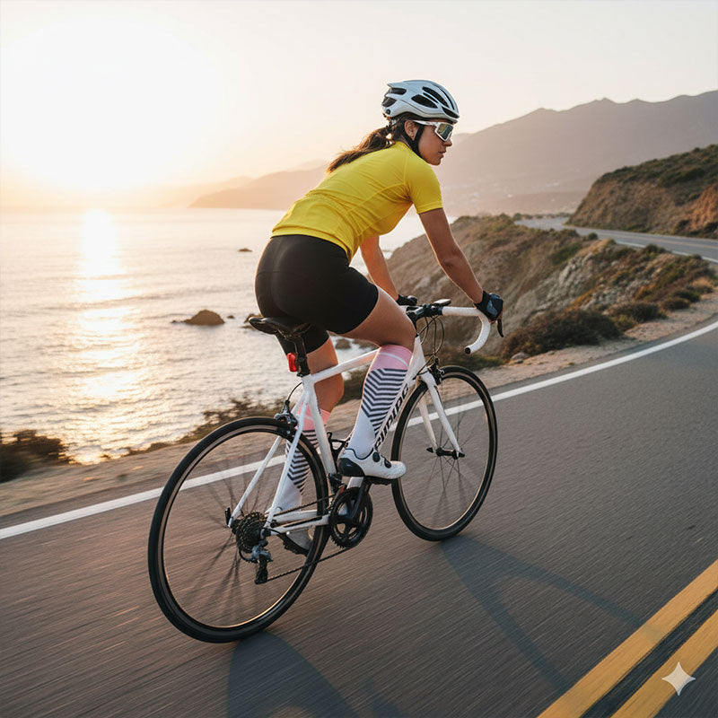 Knee High Compression Socks for Women & Men – Stripe Print Sports Nylon Stockings for Running & Cycling