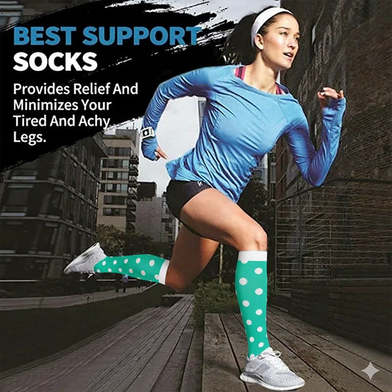 Knee High Compression Socks for Women & Men – Stethoscope Pattern Support Stockings for Nursing, Running & Sports