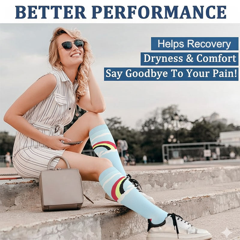 6 Pairs 20–30 mmHg Knee-High Compression Socks for Men & Women, Sports Stockings for Travel, Flights & Athletic Activities