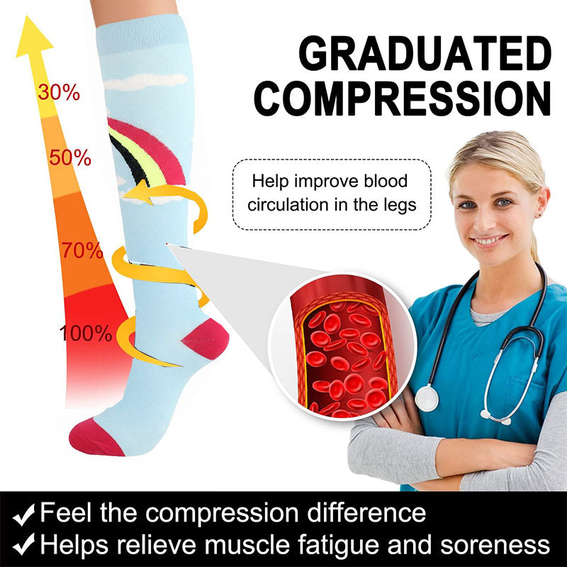 6 Pairs 20–30 mmHg Knee-High Compression Socks for Men & Women, Sports Stockings for Travel, Flights & Athletic Activities