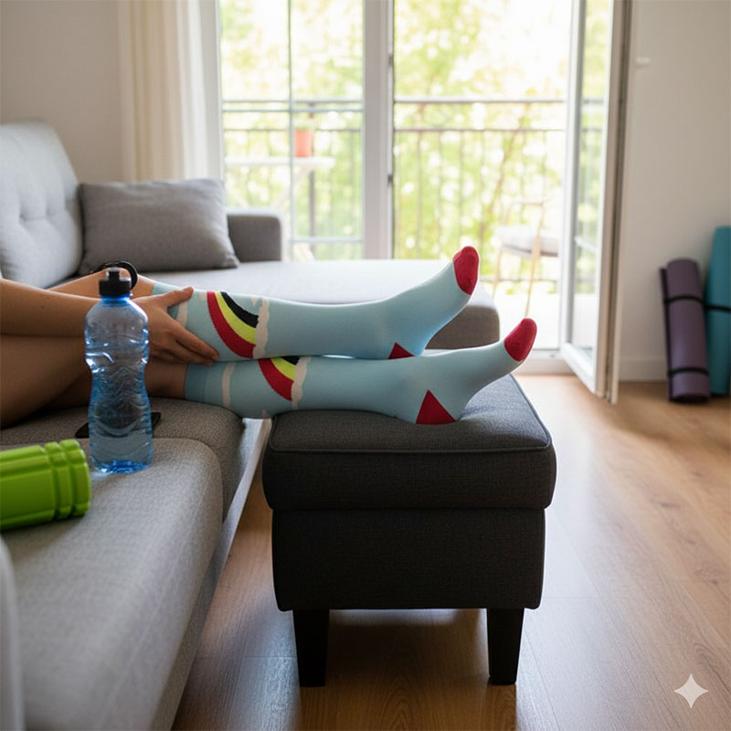 Blue Rainbow Knee-High Compression Socks for Running, Sports & Recovery for Men & Women