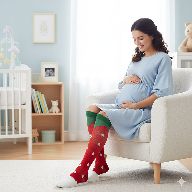 Watermelon Compression Socks Knee-High Red Stockings for Travel, Flight, Pregnancy & Maternity
