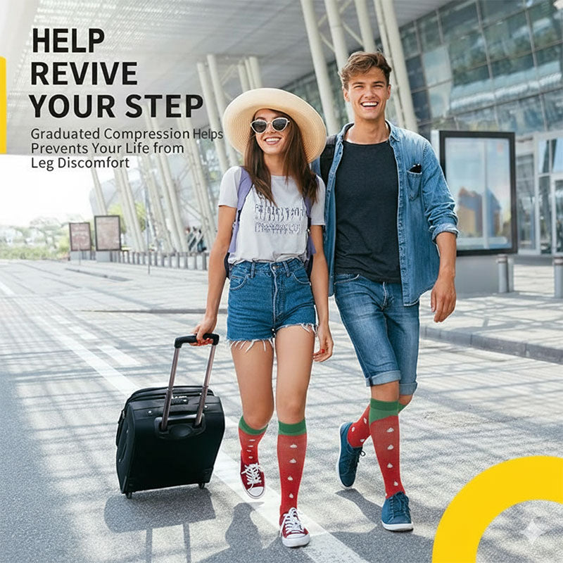 Watermelon Compression Socks Knee-High Red Stockings for Travel, Flight, Pregnancy & Maternity