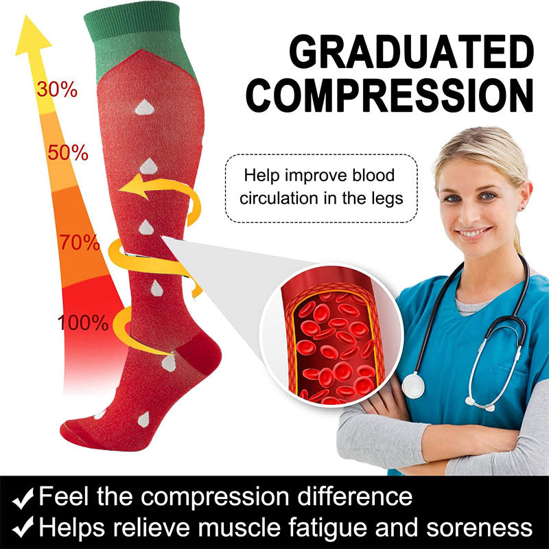 Watermelon Compression Socks Knee-High Red Stockings for Travel, Flight, Pregnancy & Maternity