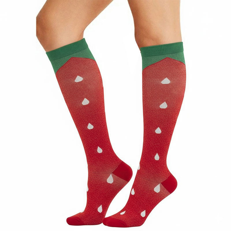 Watermelon Compression Socks Knee-High Red Stockings for Travel, Flight, Pregnancy & Maternity
