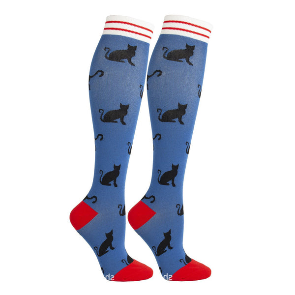 Knee-High Compression Socks for Women & Men, Cat Pattern Sports Stockings for Nursing, Healthcare, Running & Athletics